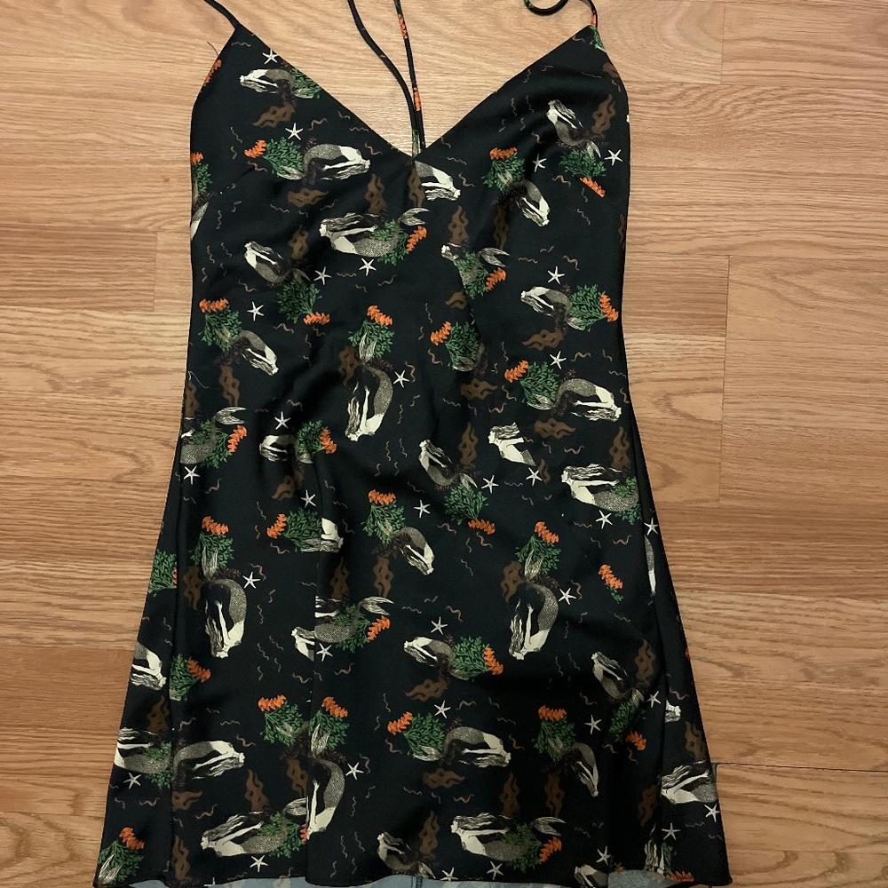 Zara Black Mini Dress with Mermaid Print